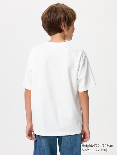 UNIQLO Kids' AIRism Cotton Crew Neck T-Shirt (Graphic) - 01 OFF WHITE