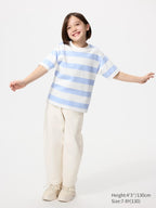 UNIQLO Kids' AIRism Cotton Crew Neck T-Shirt (Striped) - 55 GREEN
