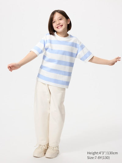 UNIQLO Kids' AIRism Cotton Crew Neck T-Shirt (Striped) - 69 NAVY
