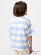 UNIQLO Kids' AIRism Cotton Crew Neck T-Shirt (Striped) - 61 BLUE