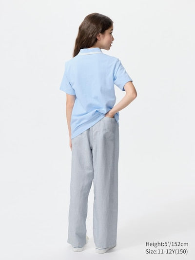 UNIQLO Kids' Linen Blend Wide Trousers - 09 BLACK