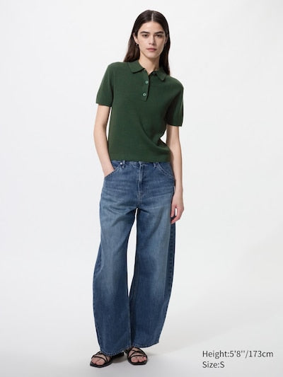 UNIQLO Women's Polo Jumper (Short Sleeve) - 42 YELLOW