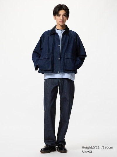 UNIQLO Women's Utility Short Jacket (Denim) - 69 NAVY