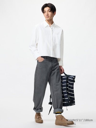 UNIQLO Unisex Oxford Boxy Shirt - 50 LIGHT GREEN