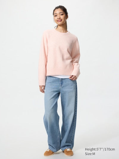 UNIQLO Soufflé Yarn Crew Neck Jumper - 14 RED
