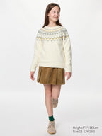 UNIQLO Soufflé Yarn Jumper (Fair Isle) - 38 DARK BROWN