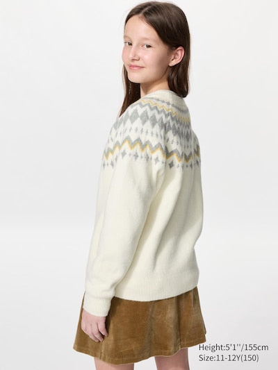 UNIQLO Soufflé Yarn Jumper (Fair Isle) - 38 DARK BROWN