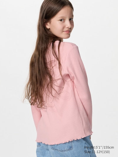 UNIQLO Ribbed Crew Neck T-Shirt (Long Sleeve) - 51 GREEN