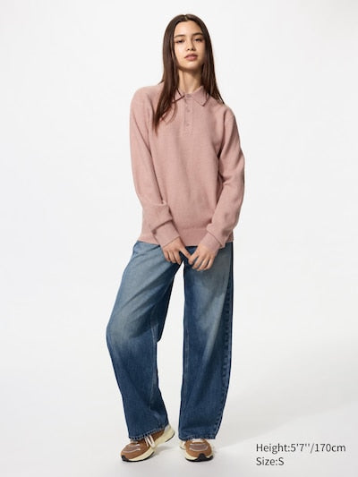 UNIQLO Soufflé Yarn Polo Jumper - 31 BEIGE