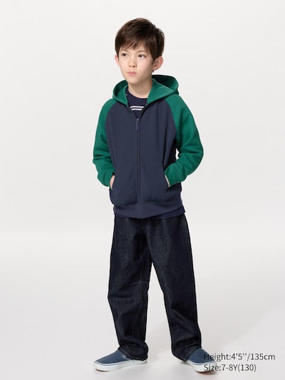UNIQLO DRY Sweat Full-Zip Hoodie (Colour Block) - 55 GREEN