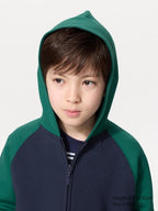 UNIQLO DRY Sweat Full-Zip Hoodie (Colour Block) - 55 GREEN