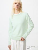 UNIQLO 100% Cashmere Crew Neck Jumper - 50 LIGHT GREEN
