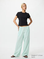 UNIQLO Women's Linen Blend Easy Trousers - 50 LIGHT GREEN