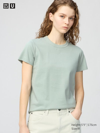 UNIQLO Women's Crew Neck T-Shirt - 53 GREEN