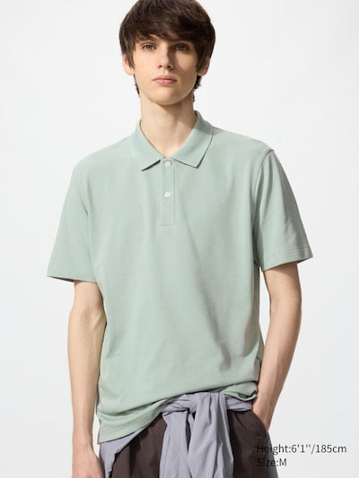 UNIQLO Unisex AIRism Cotton Piqué Polo Shirt - 53 GREEN