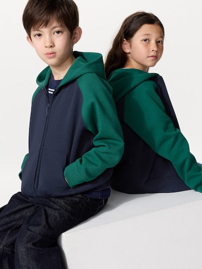 UNIQLO DRY Sweat Full-Zip Hoodie (Colour Block) - 55 GREEN