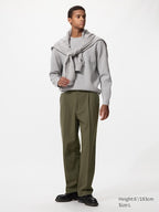 UNIQLO Men's Pleated Wide Trousers - 57 OLIVE