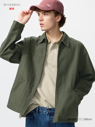 UNIQLO Men's Zip-Up Blouson - 57 OLIVE