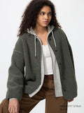 UNIQLO Pile Lined Fleece Relaxed Cardigan - 58 DARK GREEN