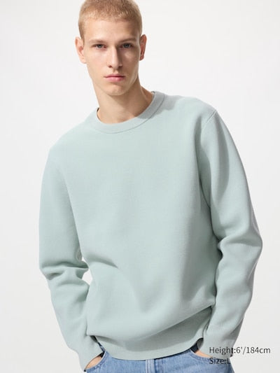 UNIQLO Unisex Washable Milano Ribbed Crew Neck Jumper - 60 LIGHT BLUE