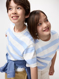 UNIQLO Kids' AIRism Cotton Crew Neck T-Shirt (Striped) - 61 BLUE