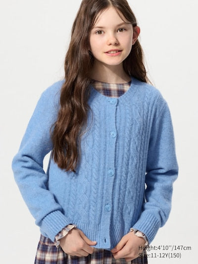 UNIQLO Kids' Soufflé Yarn Cardigan - 62 BLUE