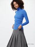 UNIQLO Women's 100% Merino Ribbed Turtleneck Jumper - 63 BLUE