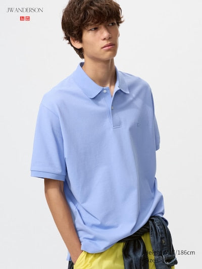 UNIQLO Unisex DRY Piqué Polo Shirt (Patterned) - 63 BLUE