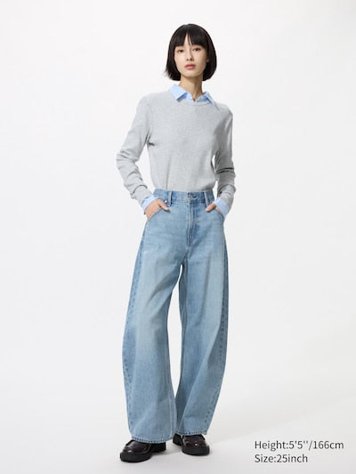 UNIQLO Unisex Baggy Curve Jeans - 64 BLUE