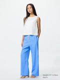 UNIQLO Women's Linen Blend Easy Trousers - 65 BLUE