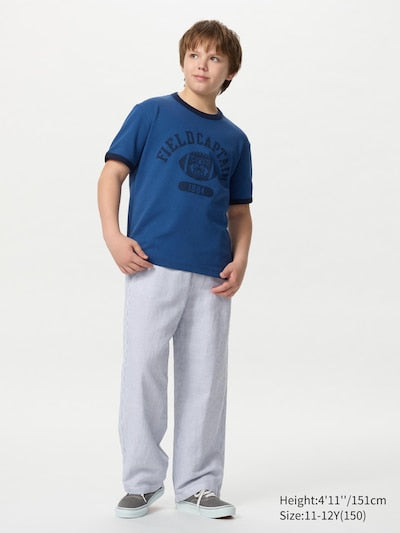 UNIQLO Kids' Linen Blend Wide Trousers - 65 BLUE
