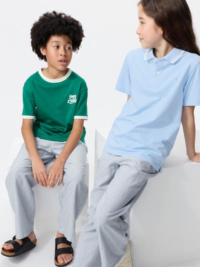 UNIQLO Kids' Linen Blend Wide Trousers - 65 BLUE