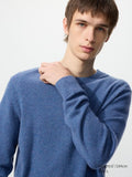 UNIQLO Men's 100% Cashmere Crew Neck Jumper - 67 BLUE