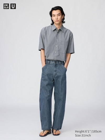 UNIQLO Men's Barrel Leg Jeans - 67 BLUE
