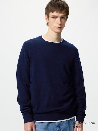 UNIQLO Men's 100% Cashmere Crew Neck Jumper - 69 NAVY