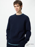 UNIQLO Unisex Washable Milano Ribbed Crew Neck Jumper - 69 NAVY