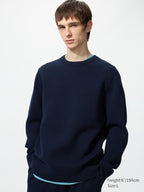 UNIQLO Unisex Washable Milano Ribbed Crew Neck Jumper - 69 NAVY