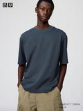 UNIQLO Unisex AIRism Cotton Oversized Crew Neck T-Shirt - 69 NAVY