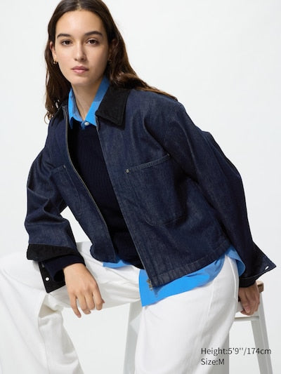 UNIQLO Unisex Zip-Up Short Jacket - 69 NAVY