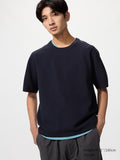 UNIQLO Unisex Washable Milano Ribbed Knitted T-Shirt - 69 NAVY