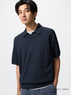 UNIQLO Men's Washable Knit Skipper Polo Jumper - 69 NAVY