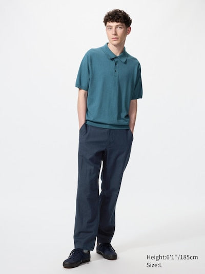 UNIQLO Men's Linen Blend Relaxed Trousers - 69 NAVY
