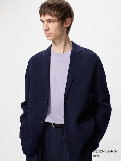 UNIQLO Men's Milano Ribbed Jacket - 69 NAVY