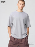 UNIQLO Unisex AIRism Cotton Oversized Crew Neck T-Shirt - 70 LIGHT PURPLE