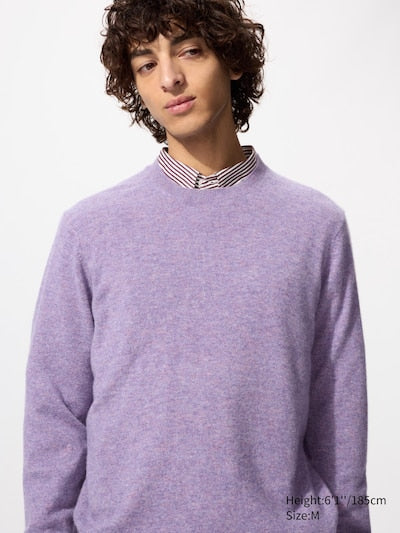 UNIQLO Men's 100% Cashmere Crew Neck Jumper - 74 PURPLE