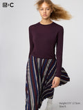 UNIQLO Women's HEATTECH Extra Warm Cashmere Blend Crew Neck T-Shirt - 79 DARK PURPLE