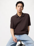 UNIQLO Men's Washable Knit Skipper Polo Jumper - 79 DARK PURPLE