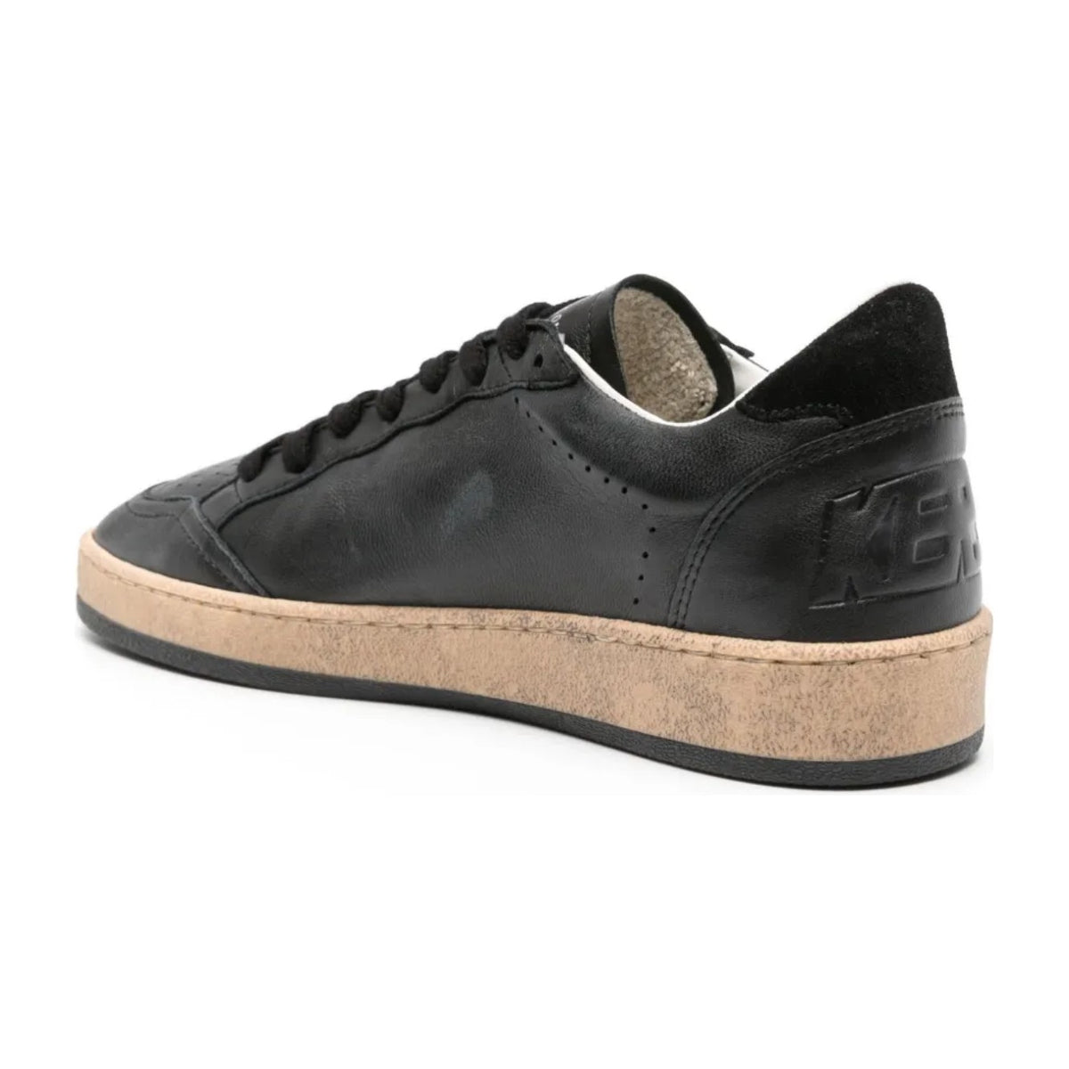 Golden Goose Ball Star Black Nappa Black Glitter Star Black Suede Heel Tab (W)
