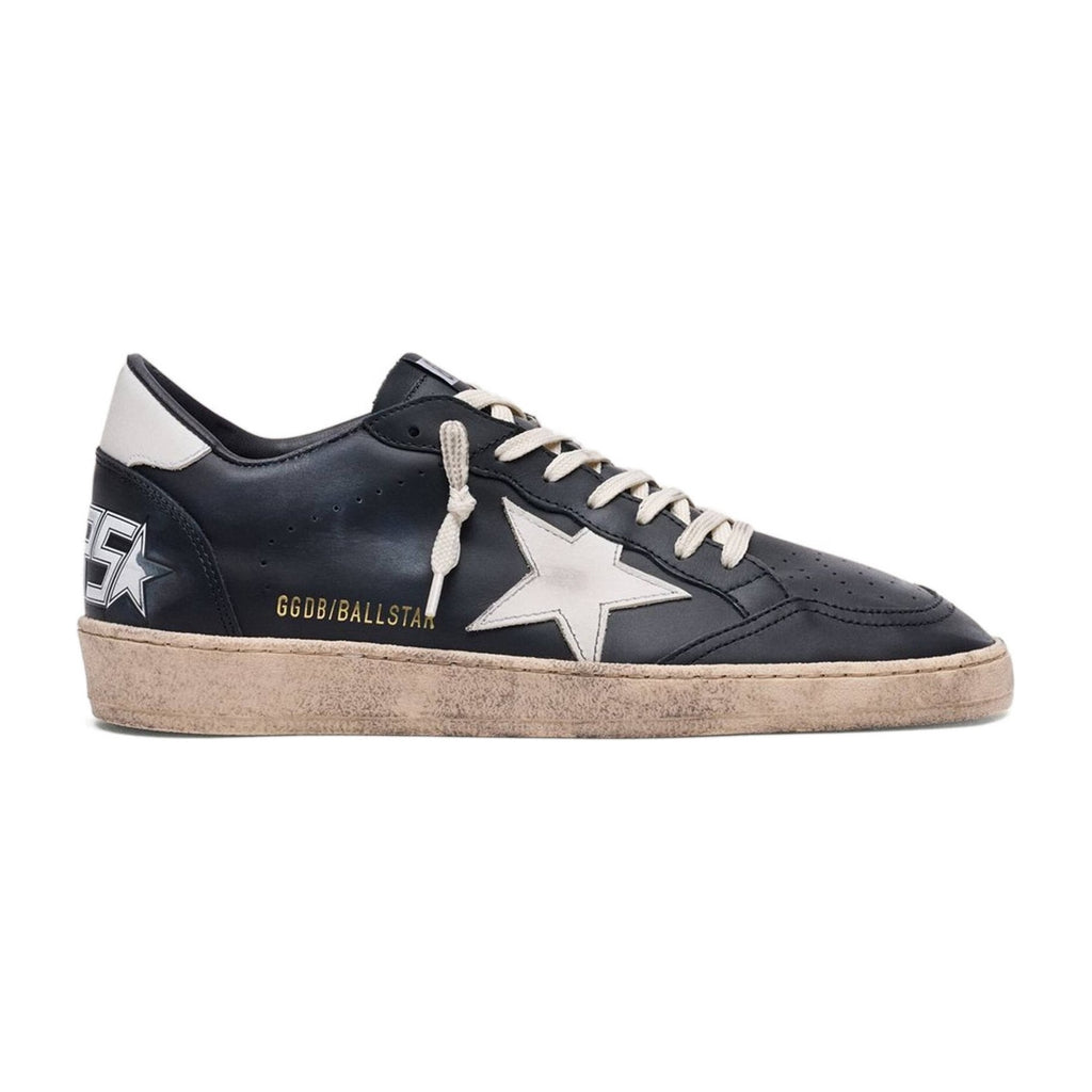 Golden Goose Ball-Star Black Nappa White Leather Star Heel Tab
