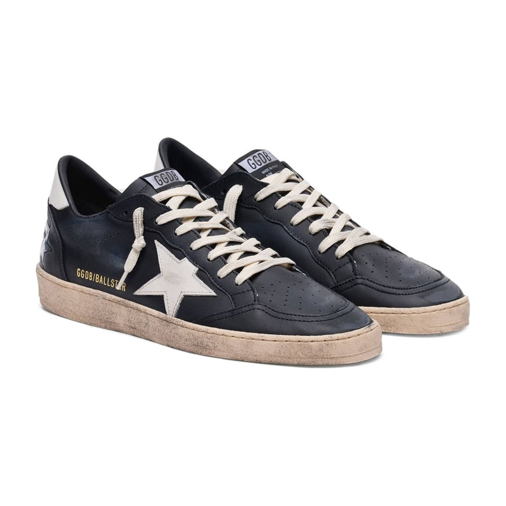 Golden Goose Ball-Star Black Nappa White Leather Star Heel Tab